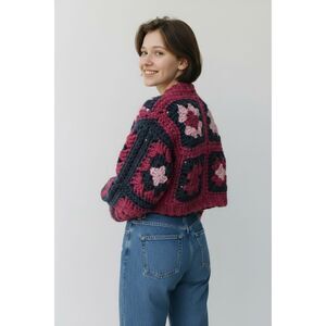 THE RASPBERRY SPRITZ CROPPED CROCHET CARDIGAN
